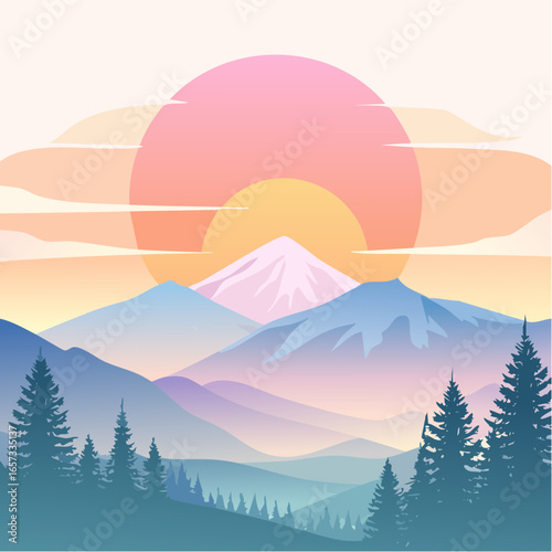 Background illustration of chinese wind blue artistic conception landscape painting
3