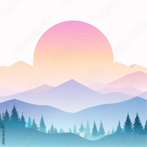 Background illustration of chinese wind blue artistic conception landscape painting
1