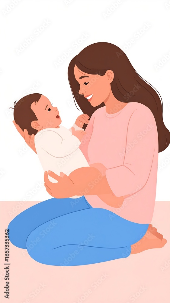 Obraz premium A mother lovingly holds her baby, gazing at each other