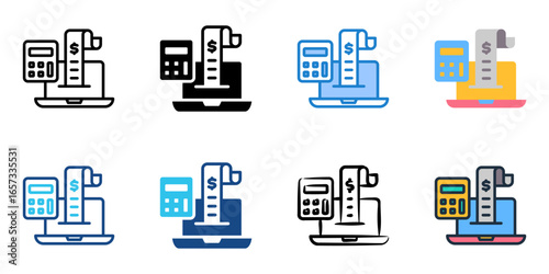 Accounting icon set multiple style collection 
