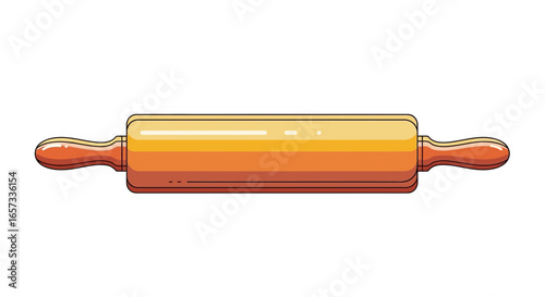 Retro style illustration of a kitchen wooden rolling pin on white background
