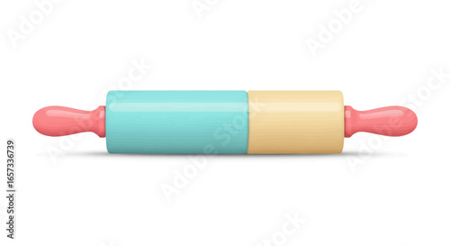 Vibrant Two-Tone Rolling Pin on a White Backdrop, Culinary Art Tool