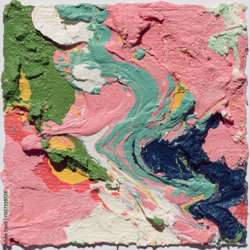 Abstract painting with textured, vibrant colors