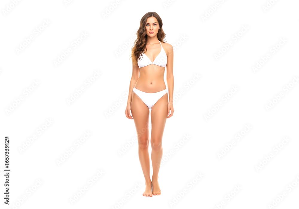 Young woman in white bikini isolated on transparent background Young woman in white bikini isolated on transparent background