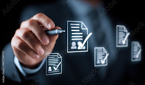 Person digitally reviewing and approving multiple documents