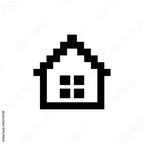 pixel house architecture building logo flat color vector illustration template design