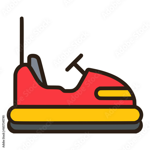 red and yellow bumper car fun flat color vector illustration template design