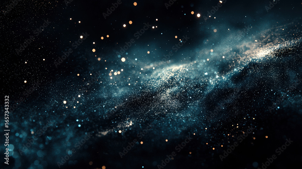 Obraz premium A dark black background with particles or elements randomly drifting in space. 
