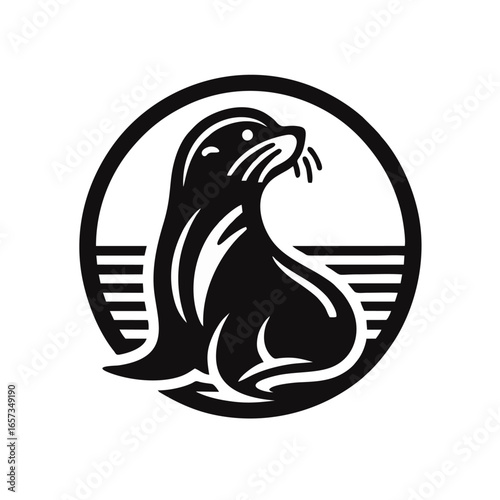 Sea Lion Logo, Minimalist Aquatic Mammal Icon