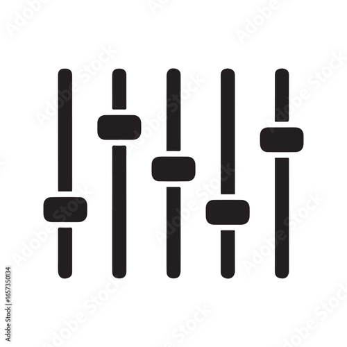 Sound mixer sliders icon. Equalizer level controls symbol for audio adjustment and settings. Simple black glyph for music, filter, and preferences. Vector illustration isolated.
