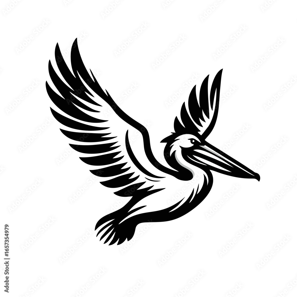 Obraz premium Pelican in Flight Vector Illustration