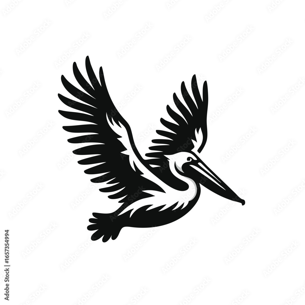 Fototapeta premium Pelican in Flight Vector Illustration