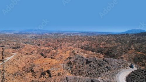 Aerial view of the Gorafe desert in Granada, Andalusia, Spain