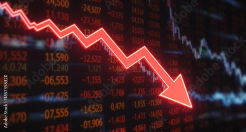Red Arrow Showing Stock Market Crash and Financial Decline