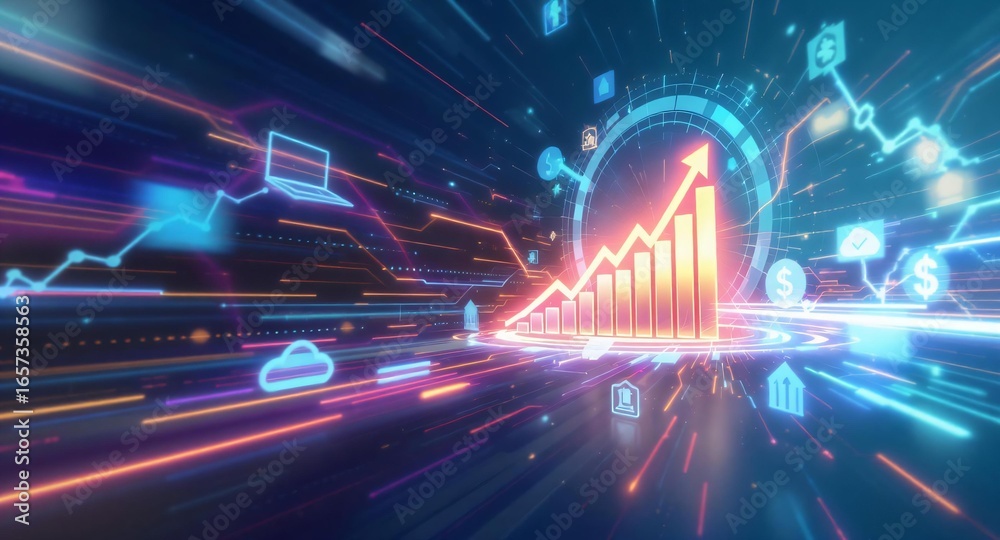 Obraz premium Digital Growth Concept with Abstract Data Visualization