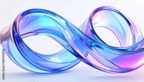 Isolated Curved Glass Ribbon on White