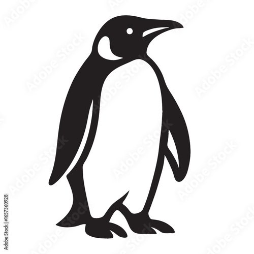 Emperor Penguin Silhouette Vector Illustration, Antarctic Bird Symbol of Climate Change and Endangered Wildlife