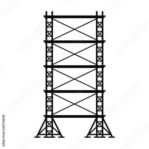 Black silhouette vector illustration of construction scaffolding structure