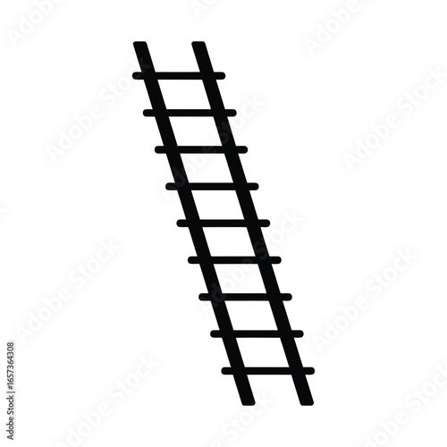 Black silhouette vector illustration of a straight ladder design