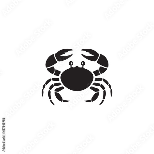 Black silhouette of a crab with claws raised on a white background vector illustration