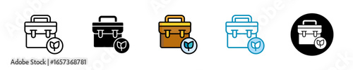 Eco Briefcase  Icon Set Multiple Style Collection