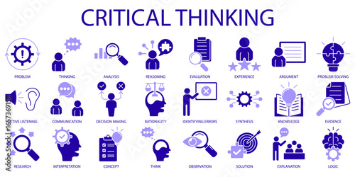 Set of critical thinking Icons or symbols Vector fully editable file.