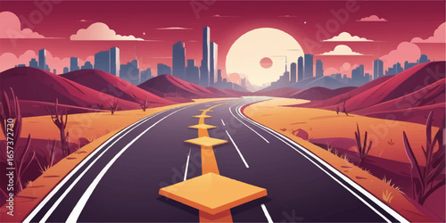 Cars drive fast along a lit highway at night, their motion blurring across the urban landscape