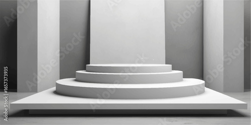 A stairway to heaven leads up to an open door with a bright light, a concept of success