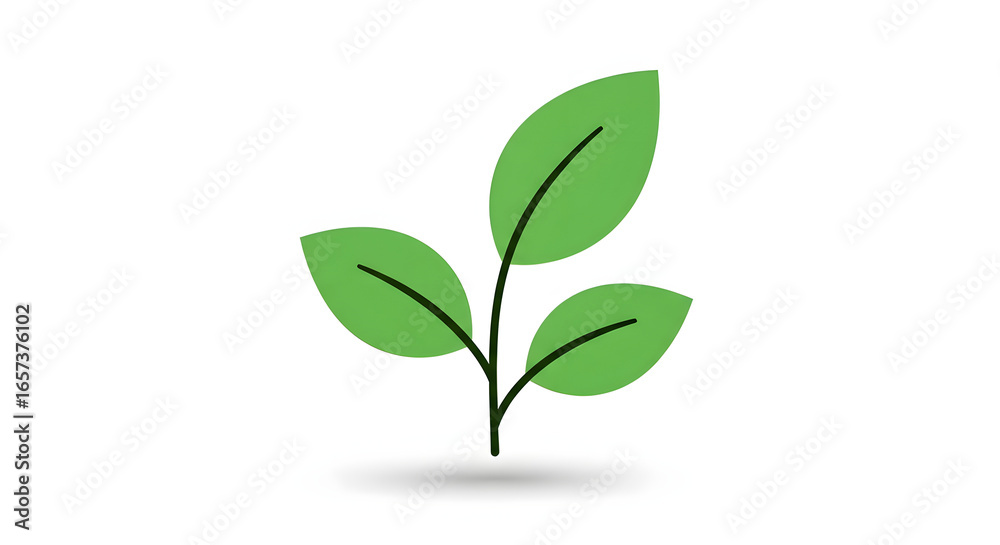 Fototapeta premium Fresh Green Leaf Sprout Icon on White Background