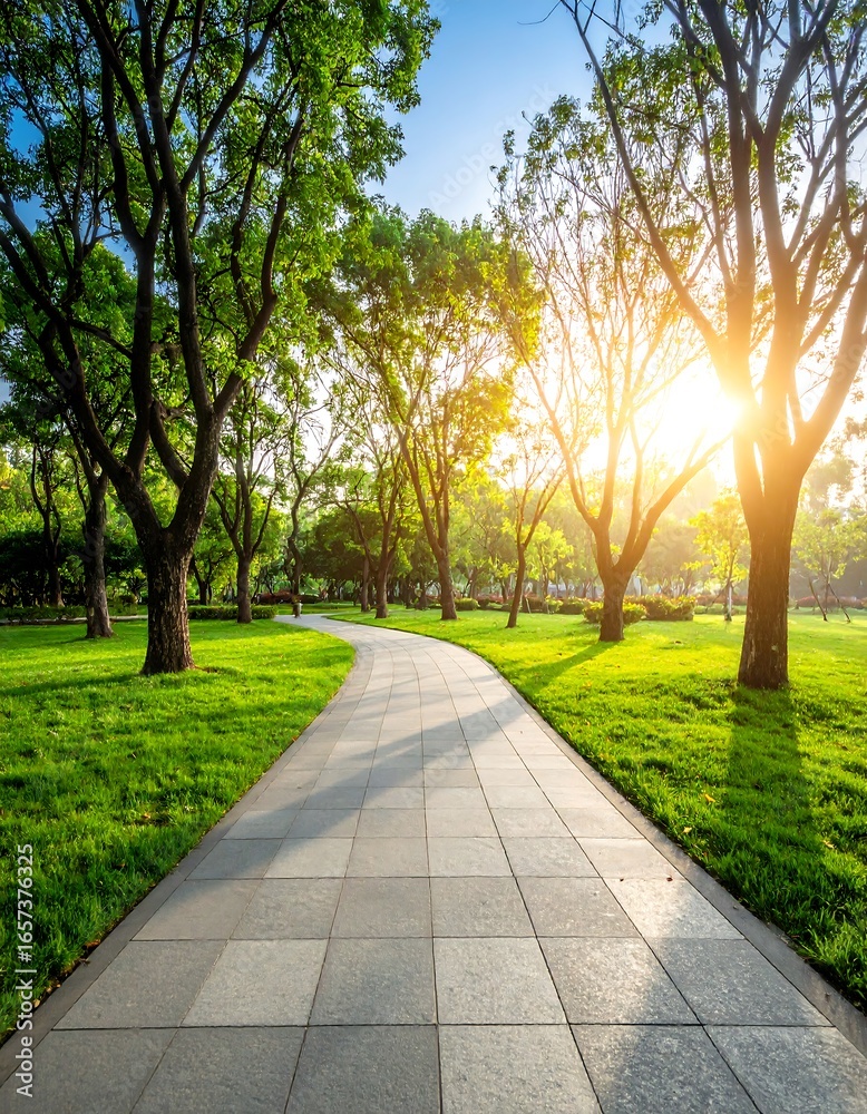 Obraz premium Park path in sunlight