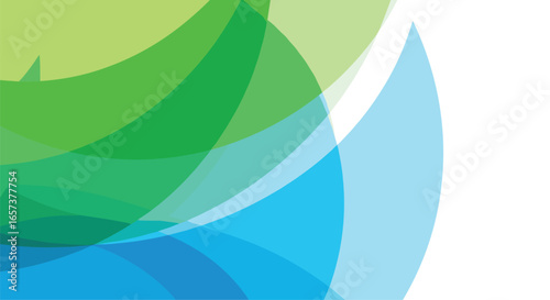 Abstract flowing curves of green and blue representing growth nature and water balance and harmony