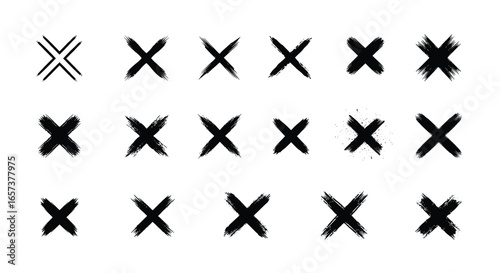 Collection of hand drawn x marks symbolizing rejection correction and cancellation