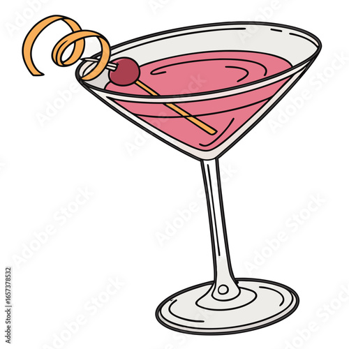 Cosmopolitan Cocktail Vector Transparent PNG. Perfect for: fashion event ads, chic lounge menus, cocktail night posters, luxury branding