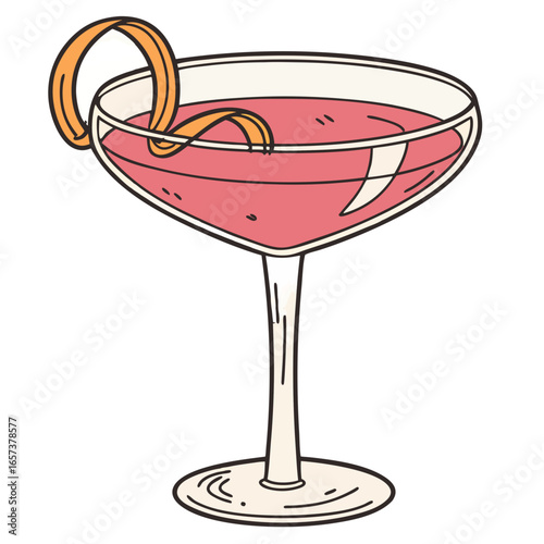 Cosmopolitan Cocktail Vector Transparent PNG. Perfect for: fashion event ads, chic lounge menus, cocktail night posters, luxury branding