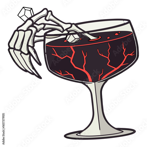 Midnight Curse Cocktail Vector Transparent PNG. Perfect for: horror poster branding, cursed bar menus, gothic product art, Halloween fantasy assets