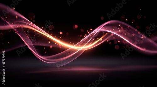 Abstract glowing wave with bokeh lights