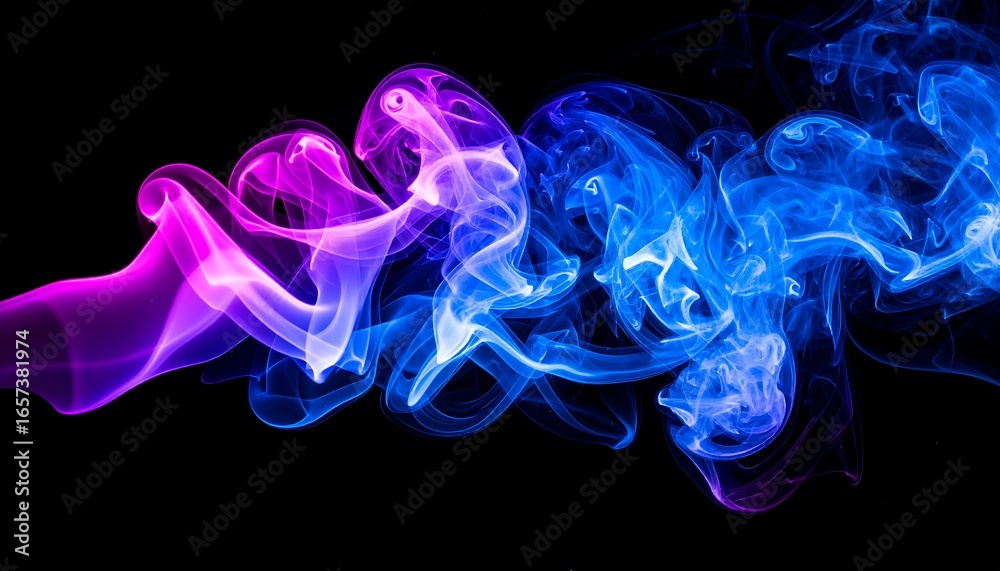 Obraz premium Blue and Pink Smoke Trails on Black Background