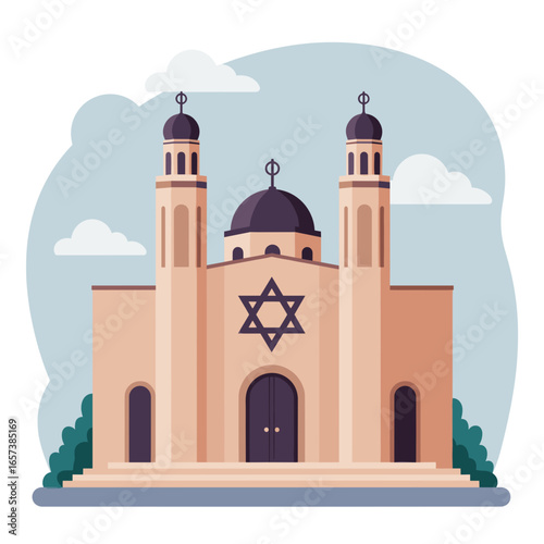 Jewish Synagogue with Star of David