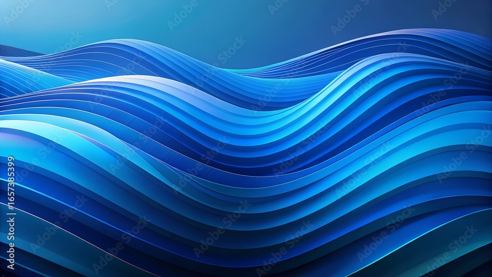 Fototapeta premium Abstract layered waves in deep blue with smooth futuristic fluid design illustration