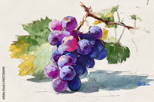 Juicy Red and Purple Grapes Still Life Painting