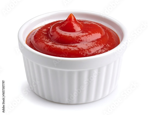 Wallpaper Mural Red sauce in a small white bowl, isolated on white background Torontodigital.ca