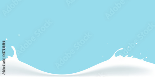 wave pattern of milk, yogurt or cream on a blue background