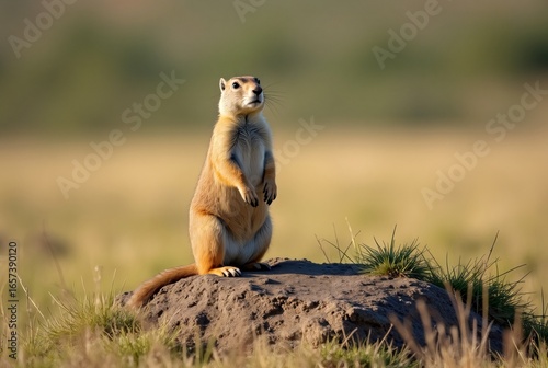 Standing Prairie Dog Alert on Mound 