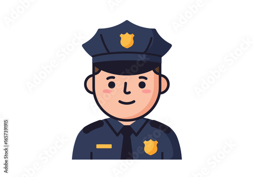 An illustration of a friendly police officer in uniform, ideal for educational materials, safety campaigns, and community outreach initiatives.