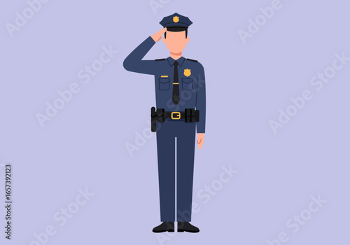 Police Officer Saluting Illustration of a Law Enforcement Professional