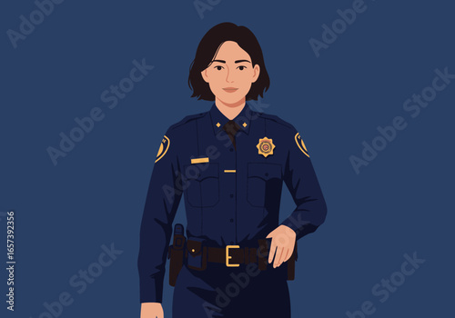 Portrait of a Female Police Officer in Uniform
