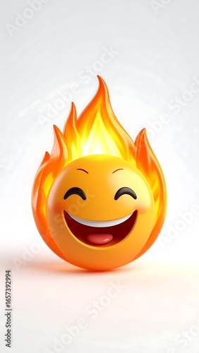 Smiling emoji engulfed in fire