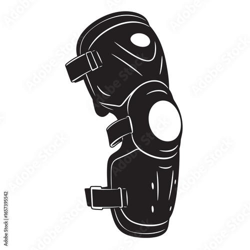 black and white silhouette of a baseball elbow guard on a white background