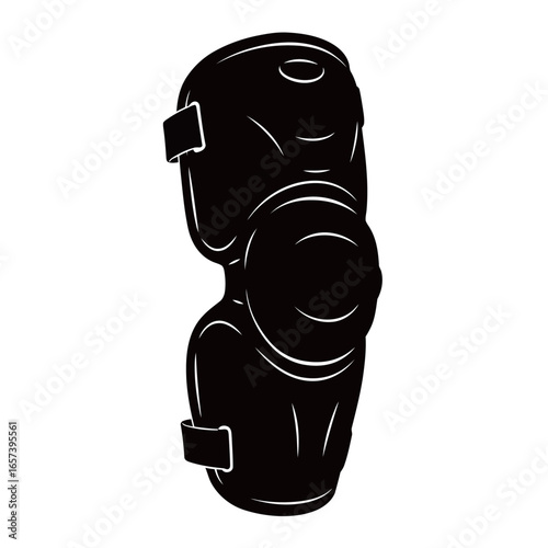 black and white silhouette of a baseball elbow guard on a white background