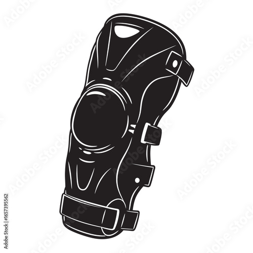 black and white silhouette of a baseball elbow guard on a white background